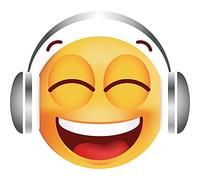 kleberio Aufkleber lachend Musik hören Mir Kopfhörern wetterfest Autoaufkleber Wohnmobil für Helm Mülltonnenaufkleber Wohnwagen Moped LKW Coole Sticker Set Car Sticker Aufkleber Auto Pkw 20 x 20 cm