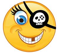 Kleberio Aufkleber lustig mit Augenklappe Pirat wetterfest Autoaufkleber Wohnmobil für Helm Mülltonnenaufkleber Wohnwagen Moped LKW Coole Sticker Set Car Sticker Aufkleber Auto Kinderzimmer 10 x 10 cm