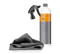 Klebstoffentferner Set | Koch Chemie Eulex 1l Klebereste Entferner + Sprühkopf + Mikrofasertuch | Entfernt Kleberückstände wie Aufkleber Etiketten von Glas Lack Metall etc. | Etikettenlöser