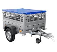 Kompakter Anhänger Garden Trailer 150 KIPP 150x106 cm 750 kg mit Laubgitteraufsatz