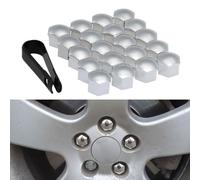 KLFDT 20 Stück Auto Radschraubenkappen für Skoda Yeti Superb Octavia Fabia Karoq Kamiq Kodiaq,Radbolzen Schutz Cover Radmuttern Staubschutz Kappen ZubehöR,Diebstahlschutz Zubehör,17mm-A/Silver