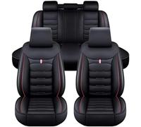 KLUEES Leder Auto Sitzbezüge Für Hyundai Santa Fe 2015 2016 2017,Verschleißfester Vorne Hinten Sitzschutz Sets,Bequem Atmungsaktiv Full Set Sitzbezug,Auto Innenraum,B/Black red