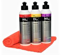 Koch Chemie Politur Set Heavy Cut Schleifpolitur + Feinschleifpaste Fine Cut + Micro Cut & Finish mit MC Mikrofasertuch