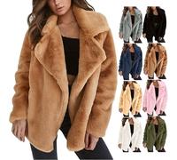KOG Fleecejacke für Damen Jacken Warm Fleecejacken Cordjacke Einfarbig Oberteile Teenager Mädchen Jacke Angebote Des Tages Heute Blusenjacke Frauen Softshellmantel Baumwolle Prime Braun 3XL