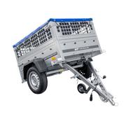 Kompakter Anhänger Garden Trailer 150 KIPP 150x106 cm 750 kg mit Laubgitteraufsatz