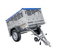 Kompakter Anhänger Garden Trailer 150 KIPP 150x106 cm 750 kg mit Laubgitteraufsatz