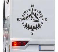Kompass Aufkleber Berge Windrose Wandern Hügel Wohnmobil Caravan Auto 55x55 cm