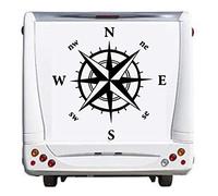 Kompass Wohnmobil Caravan Auto Aufkleber Kompassrose Windrose 35/3 (Schwarz Glanz, 40 x 40cm)