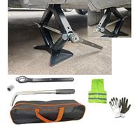 Kompatibel mit Dacia Duster Reifenheber 2 Tonnen Scherenwagenheber mit Ratsche und Schlüssel mit ausziehbarem Teleskop-Stecknuss, Set für Notfälle im Straßenverkehr