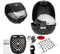 KOMPATIBEL MIT KYMCO X-Town 125 Koffer TOPCASE 30 LT MONOLOCK SCHWARZ+DACHNETZ+Platte FÜR Motorrad-Roller-GEPÄCKTRÄGER Full-FACE-Jet-MODULARER UNIVERSALHELM