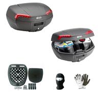 KOMPATIBEL MIT Y AMAHA TT 600 E E46N Koffer-TOPCASE MIT ROTEN Reflektoren + MONTAGESATZ + Anti-VIBRATIONSMATTE + Platte FÜR Motorrad-Scooter-GEPÄCKTRÄGER 2 GROßE HELME
