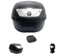 KOMPATIBEL MIT Yamaha N-MAX 125 Koffer TOP CASE 28 LT SCHWARZ + Platte + Griff FÜR Motorrad-Roller-GEPÄCKTRÄGER FÜR Full-FACE-Jet-MODULAR Helm UNIVERSAL SIFAM