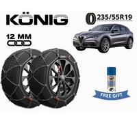 KONIG SCHNEEKETTEN 12MM Für ALFA STELVIO 235/55R19 GRUPPE 250 X12PRO + GESCHENK