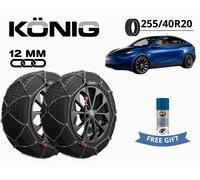 KONIG Schneeketten 12mm X12Pro GR 252 255/40 R20 Für Tesla Y 2020+ Geschenk