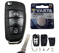 KONIKON Klappschlüssel Autoschlüssel 3 Tasten Gehäuse + Batterie passend für Audi A1 A3 A4 A6 A8 TT Q7