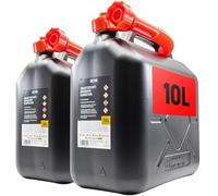 KOVA® 2x Benzinkanister 10L SCHWARZ Kunststoff Dieselkanister Reservekanister Kraftstoffkanister 10 Liter Wasserkanister für Benzin Diesel Wasser AdBlue 10-Liter-Kanister & Außgießer 10 ltr Petrol Can