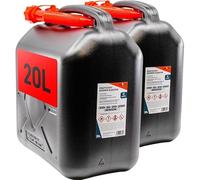 KOVA® 2x Benzinkanister 20L SCHWARZ Kunststoff Dieselkanister Reservekanister Kraftstoffkanister 20 Liter Wasserkanister für Benzin Diesel Wasser AdBlue, 20-Liter-Kanister Außgießer 20 ltr Petrol Can