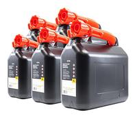 KOVA® 5x 5L Benzinkanister - Kraftstoffkanister mit UN-Zulassung - Praktische Reserve Kanister in Schwarz - Auswahl zwischen 5L, 10L und 20L - Ideal für Benzin, Diesel & Kraftstoff
