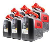 KOVA® 6x Benzinkanister 10L SCHWARZ Dieselkanister Reservekanister Kraftstoffkanister 10 Liter Wasserkanister für Benzin Diesel Wasser AdBlue, Auswahl: 5 20 20L ltr 5L 10-Liter-Kanister & Außgießer