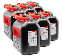 KOVA 6x Benzinkanister 10L SCHWARZ Kunststoff Dieselkanister Reservekanister Kraftstoffkanister 10 Liter Wasserkanister für Benzin Diesel Wasser AdBlue 10-Liter-Kanister & Außgießer 10 ltr Petrol Can