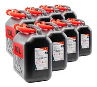 KOVA 8x Benzinkanister 10L SCHWARZ Kunststoff Dieselkanister Reservekanister Kraftstoffkanister 10 Liter Wasserkanister für Benzin Diesel Wasser AdBlue 10-Liter-Kanister & Außgießer 10 ltr Petrol Can