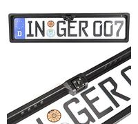 KOYOSO Rückfahrkamera Nummernschild, Nummernschildhalter Schwarz, Kennzeichenhalter Parkhilfe Kamera mit 4 LEDs Nachtsicht 170° IP68 für PKW