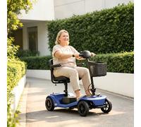 kozamas Seniorenmobil Elektromobil 4-Rad E-Roller bis 136 kg herausnehmbare Batterie 12Ah 6 km/h mit USB-Ladung LED-Beleuchtung elektromagnetische Bremse höhenverstellbarer Sitz Blau