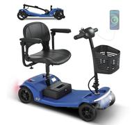 kozamas Seniorenmobil Elektromobil 4-Rad mit Sitz, 136 kg Tragkraft, herausnehmbarer 12Ah Akku, 6 km/h, USB-Ladung, LED-Beleuchtung, elektromagnetische Bremse, höhenverstellbarer Sitz, Blau