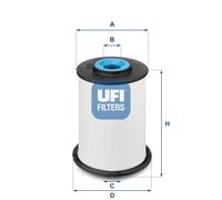 UFI Filters, Dieselfilter 26.033.00, Ersatz-Kraftstofffilter, Geeignet für Autos, Anwendbar auf verschiedene Modelle wie Chevrolet (EU), Opel, Vauxhall