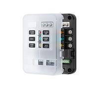 Kriogor KFZ Sicherungshalter 12v 6fach, 10V-24V Sicherungskasten 12v auto mit LED-Licht für Motorräder, Autos, 6 fach sicherungshalter für Scheinwerfer, Navigation, Telefonhalter, Autoladegerät