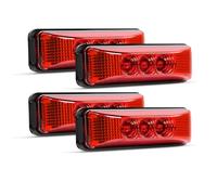 Krtopo 4x Seitenmarkierungsleuchten 12/24V Begrenzungsleuchten Anhänger Wohnwagen Umrissleuchte Positionsleuchte Wasserdichte 103mm Universal 3 Leuchten für LKW Bus Caravan (Rot)