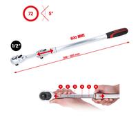 KS Tools 1/2“ Teleskop-Umschaltknarre, extra lang, 72-Zahn Ausziehbar bis 60cm