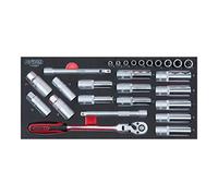 KS Tools 7130027 SCS Zündkerzen Service Satz, 27 teilig in 1/3 Systemeinlage, 1/4", 1/2''