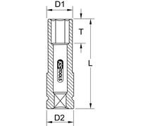 KSTOOLS® 1/2" Alu-Felgen Kraft-Stecknuss robust, lang, 23mm (Werkzeuge für Fahrwerk einschließlich Federn, Stoßdämpfer, Räder, Reifen, Bremsen, Lenkun