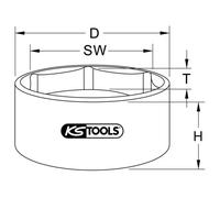 KSTOOLS® 1" Achsmuttern-Schlüssel, 6-kant, kurz, 90mm (Werkzeuge für Fahrwerk einschließlich Federn, Stoßdämpfer, Räder, Reifen, Bremsen, Lenkung)