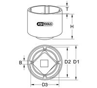KSTOOLS® 3/4" Nutmuttern-Schlüssel für Scania mit 4 Zapfen, Innenzapfen Ø 72 mm (Werkzeuge für Fahrwerk einschließlich Federn, Stoßdämpfer, Räder, Rei