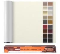 Kunstleder Selbstklebend Leder Reparatur Set, 60 x 300 cm Lederflicken Selbstklebend Leder Flicken Patch Kit für Autositze, Sofa, Jacken, Taschen, Bürostuhl, Motorradsitze (Elfenbeinweiß)