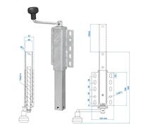 Kurbeltütze 40x40 Ausdrehstütze Spindelstütze Bootsstütze 385-535 Bootsanhänger