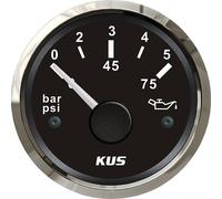 KUS Öldruckanzeige Öldruckmesser 12/24Volt 0-5bar 10-184Ohm Edelstahl-schwarz