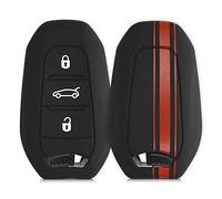 kwmobile Autoschlüssel Hülle kompatibel mit Opel 3-Tasten Smartkey Autoschlüssel Keyless Go Hülle - Schlüsselhülle Rallystreifen Sidelines Rot Schwarz