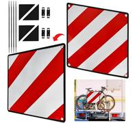 KYYGKY 2in1Warntafel Fahrradträger Aluminium für Italien Spanien mit 4X Spannseile Schutzhülle Reflektierendes Warnschild Rot Weiß für Wohnmobil Wohnwagen Fahrradträger Heckträger 50x50cm