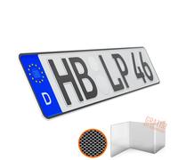 L & P Car Design KFZ Kennzeichen 1 Stück 46cm x 11cm in Carbon Optik Nummernschild 460mm x 110mm Wunschkennzeichen DIN Autokennzeichen Fahrradträger Anhänger LKW Wunschprägung amtliches Autoschild