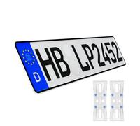 L & P Car Design KFZ-Kennzeichen Auto Nummernschild inkl. rahmenlose Kennzeichenhalter transparent DIN Autokennzeichen 520mm x 110mm Fahrradträger Anhänger LKW Autoschild (01 Standard)