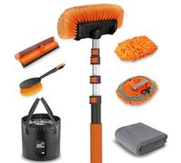 LAANPOLE 3,6M Autowaschbürste mit Teleskopstiel, Fensterputzer, Mikrofaser Mopp, Mitt, Radbürste für Wohnmobil, LKW, Boot, Hausverkleidung