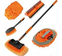 LAANPOLE 3,6M Autowaschbürste mit Teleskopstiel, Fensterputzer, Mikrofaser Mopp, Mitt, Radbürste für Wohnmobil, LKW, Boot, Hausverkleidung