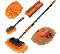 LAANPOLE 4,8M Autowaschbürste mit Teleskopstiel, Fensterputzer, Mikrofaser Mopp, Mitt, Radbürste für Wohnmobil, LKW, Boot, Hausverkleidung