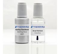 Lackstift Set passend für Harley Davidson Motorrad BDP Sterling Silver | Wasserbasislack wie vom Lackierer, nach Original-Farbcode gemischt, Pinsel im Deckel, für Steinschlag und Kratzer