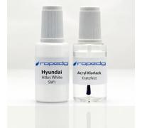 Lackstift Set passend für Hyundai SW1 Atlas White 20ml + Klarlack 20ml | Wasserbasislack wie vom Lackierer, nach Original-Farbcode gemischt, Pinsel im Deckel, für Steinschlag und Kratzer
