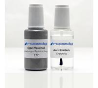 Lackstift Set passend für Opel 177 KARBONGRAU/TECHNICAL GREY + Klarlack | Wasserbasislack wie vom Lackierer, nach Original-Farbcode gemischt, Pinsel im Deckel, für Steinschlag und Kratzer