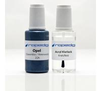 Lackstift Set passend für Opel 22A OZEANBLAU/WATERWORLD + Klarlack 20ml | Wasserbasislack wie vom Lackierer, nach Original-Farbcode gemischt, Pinsel im Deckel, für Steinschlag und Kratzer